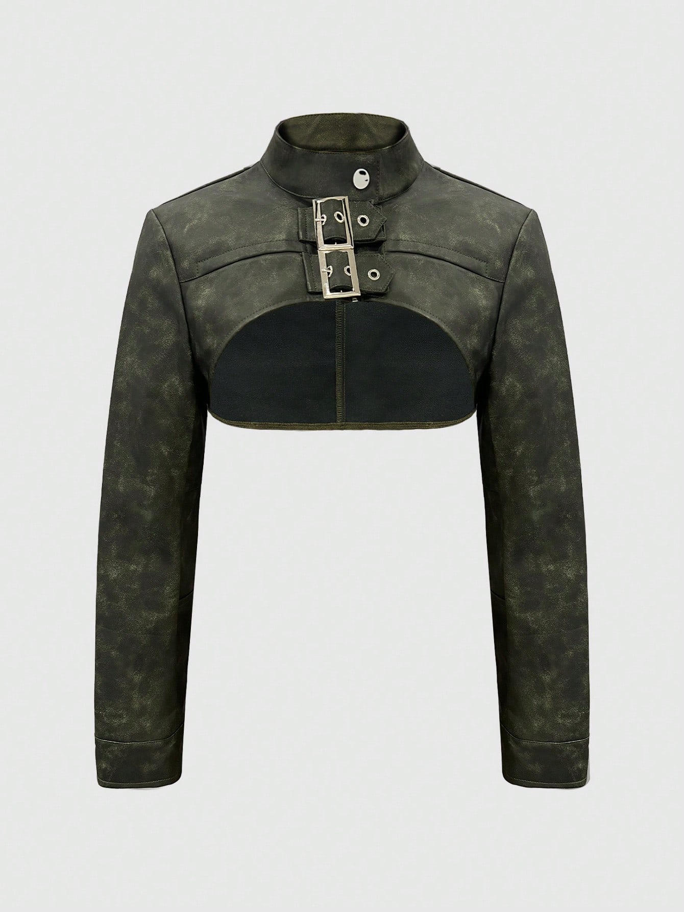 Tie Dye Buckle Detail Super Crop Jacket