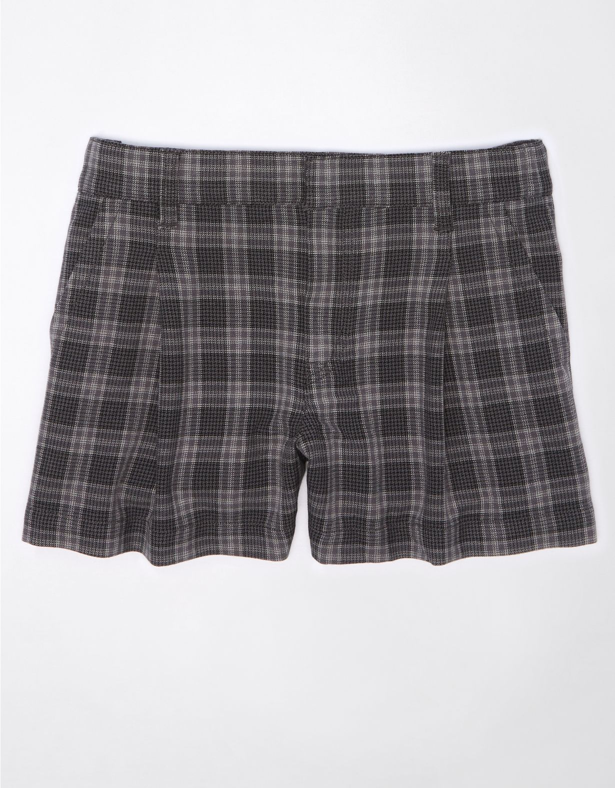 High-Waisted Plaid Baggy Trouser Short