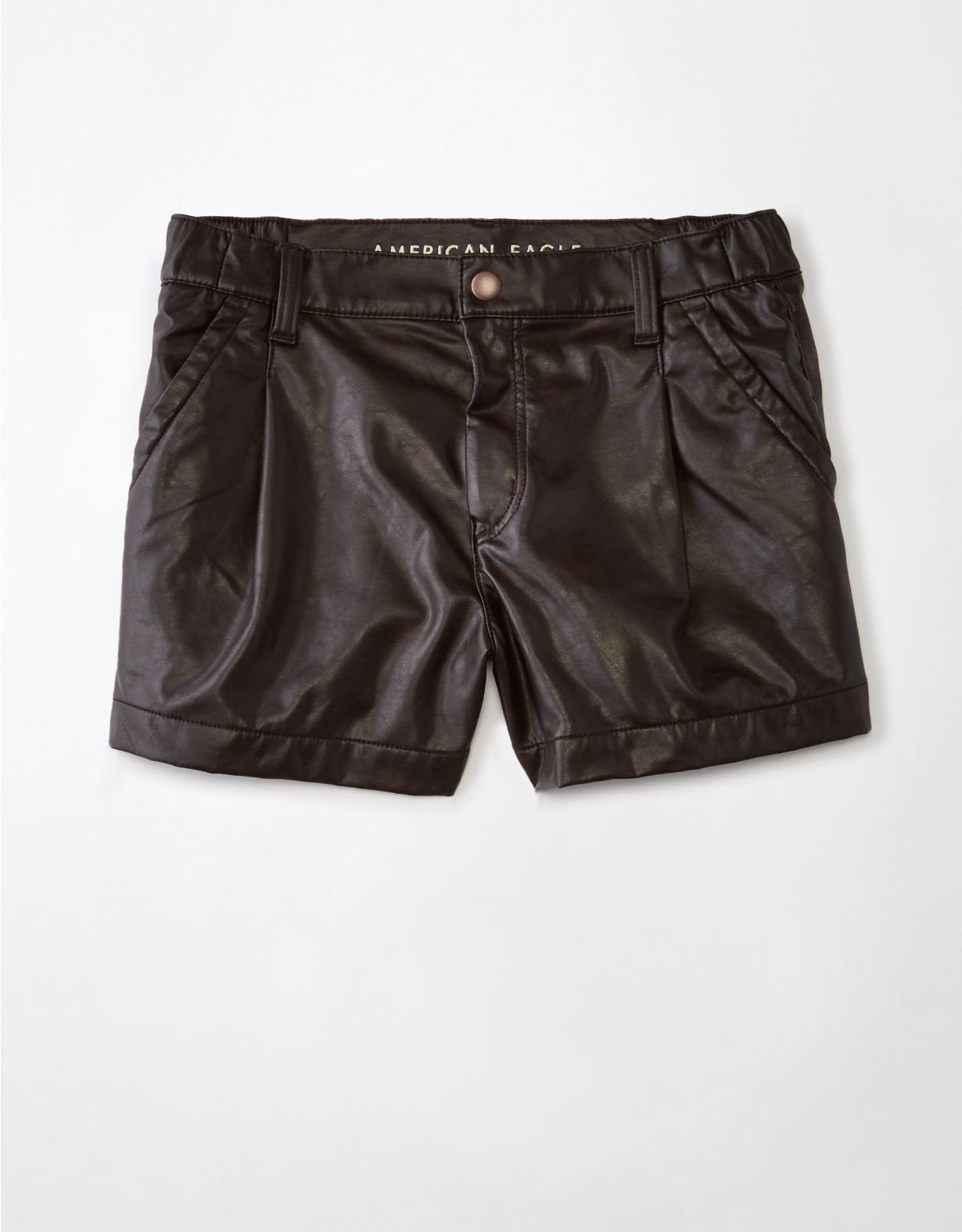 High-Waisted Baggy Vegan Leather Short