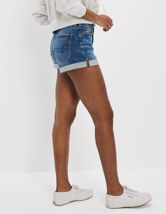 Stretch Denim Mom Shorts