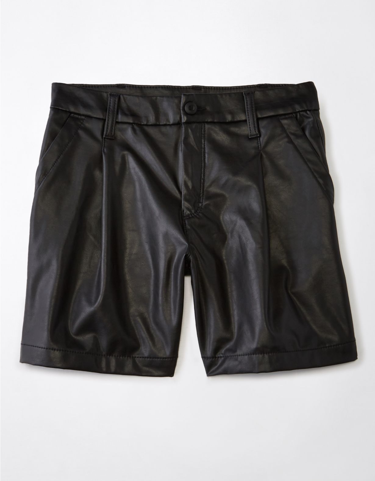 High-Waisted Baggy Vegan Leather Short