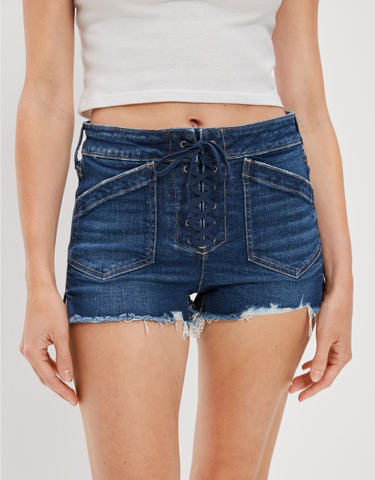 Stretch High-Waisted Denim Short Short
